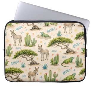 Housse Pour Ordinateur Portable Arbre divi d'Aruba, âne, iguane, cactus