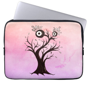 Housse Pour Ordinateur Portable Arbre fou Créature Encre Art Imaginaire rose
