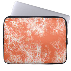Housse Pour Ordinateur Portable Arbres aux silhouettes orange et blanc