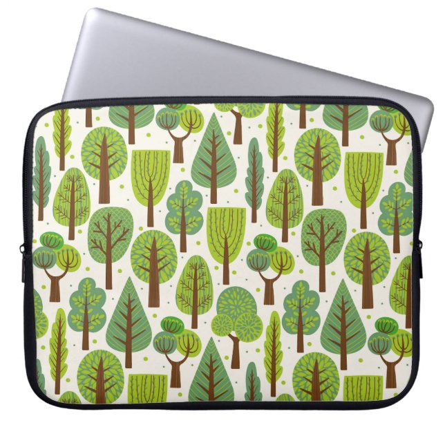 Housse Pour Ordinateur Portable Arbres d'été : Motif vert sans joint (Devant)