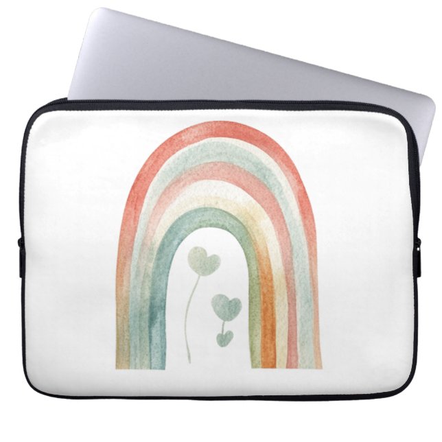 Housse Pour Ordinateur Portable Arc-en-ciel aquarelle boho (Devant)