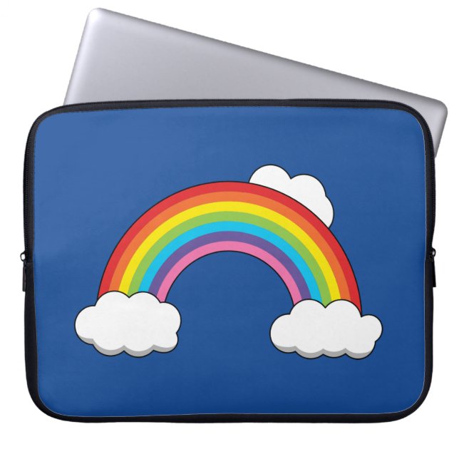 Housse Pour Ordinateur Portable Arc en ciel avec nuages blancs (Devant)