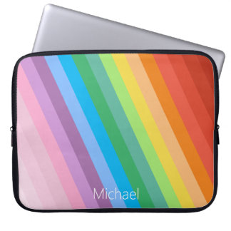 Housse Pour Ordinateur Portable Arc-en-ciel Bandes colorées Nom personnalisé