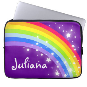 Housse Pour Ordinateur Portable Arc-en-ciel coloré enfants nom pourpre