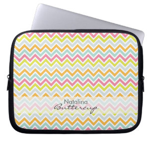 Housse Pour Ordinateur Portable Arc-en-ciel Girly personnalisé de Chevron moderne