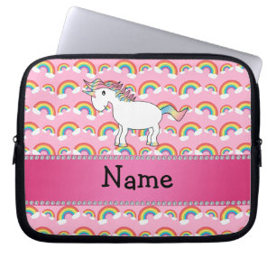 Housse Pour Ordinateur Portable Arcs-en-ciel nommés personnalisés de rose de