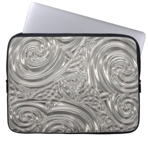 Housse Pour Ordinateur Portable Argent gris élégant Art nouveau abstrait
