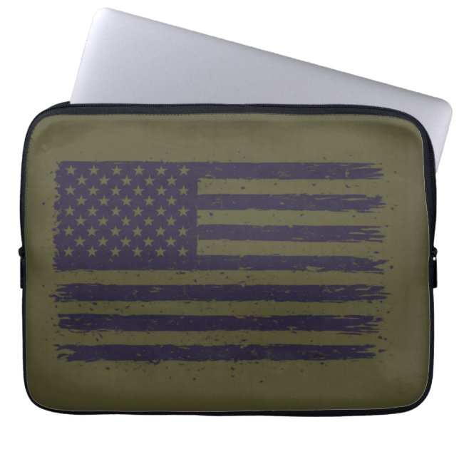 Housse Pour Ordinateur Portable Armée américaine vert et violet (Devant)