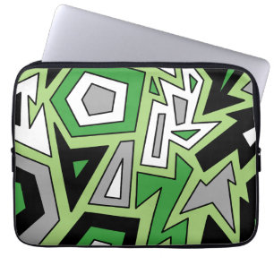 Housse Pour Ordinateur Portable Aro gris noir vert géométrique Abstrait