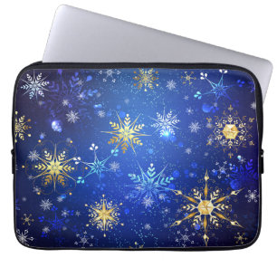 Housse Pour Ordinateur Portable Arrière - plan Bleu XMAS avec des flocons de neige