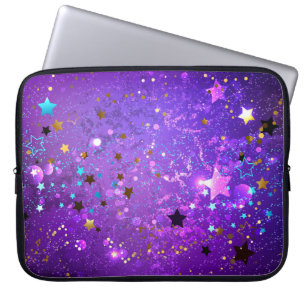 Housse Pour Ordinateur Portable Arrière - plan de feuille violet avec étoiles