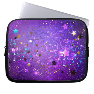 Housse Pour Ordinateur Portable Arrière - plan de feuille violet avec étoiles