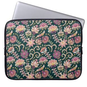 Housse Pour Ordinateur Portable Arrière - plan floral sans couture. Fleurs roses e