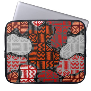Housse Pour Ordinateur Portable Arrière - plan géométrique tribal Brown dans patch