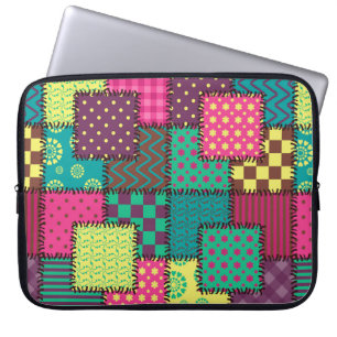 Housse Pour Ordinateur Portable arrière - plan patchwork avec différents motifs