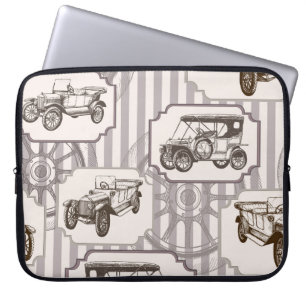 Housse Pour Ordinateur Portable arrière - plan sans soudure vintage avec voiture r