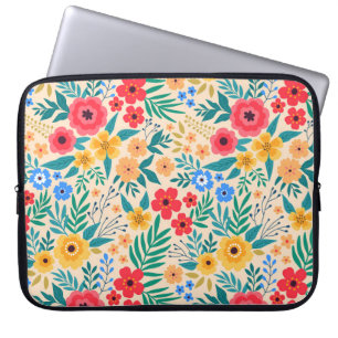 Housse Pour Ordinateur Portable Arrière - plan vintage fleuri. Patch vintage trans