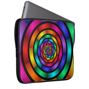 Housse Pour Ordinateur Portable Arrondi et psychédélique coloré Art moderne fracta