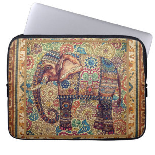 Housse Pour Ordinateur Portable Art à motif d'éléphant vintage et antique
