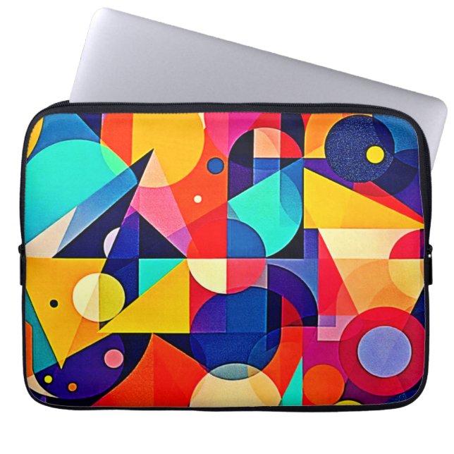 Housse Pour Ordinateur Portable Art abstrait géométrique vibrant (Devant)