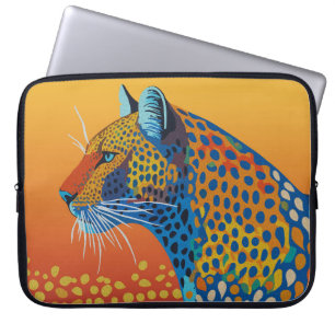 Housse Pour Ordinateur Portable Art Abstrait Léopard Vibrant