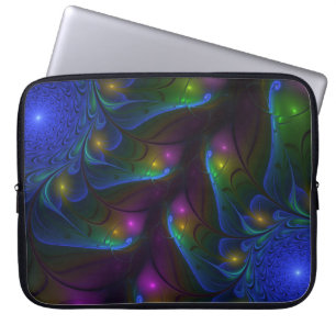 Housse Pour Ordinateur Portable Art abstrait moderne fractal lumineux coloré