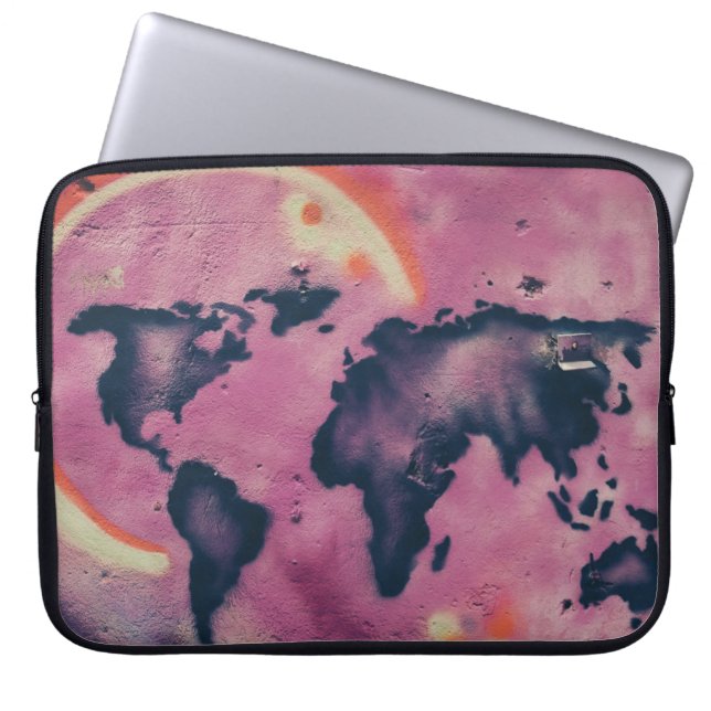 Housse Pour Ordinateur Portable Art abstrait noir et rose (Devant)