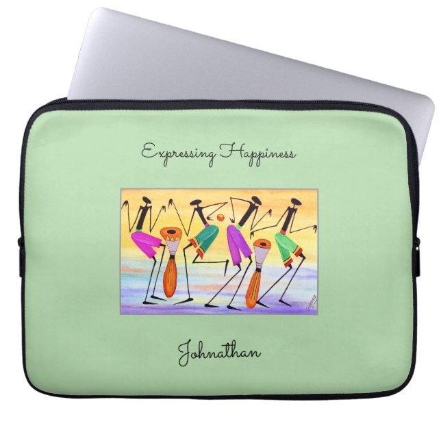Housse Pour Ordinateur Portable Art africain, exprimer le bonheur (Devant)