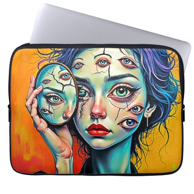 Housse Pour Ordinateur Portable Art de l'auto-réflexion brisé (Devant)