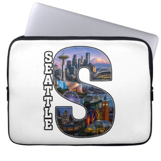 Housse Pour Ordinateur Portable Art de lettre initiale de Seattle Landmark