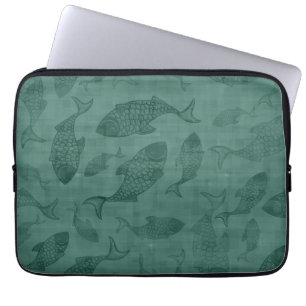 Housse Pour Ordinateur Portable Art de pochoir de poissons aquatiques à motif boke