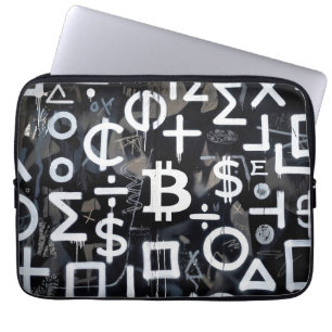 Housse Pour Ordinateur Portable Art de rue sur la monnaie Bitcoin (Peinture noire