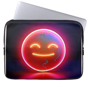 Housse Pour Ordinateur Portable Art de visage heureux avec néon