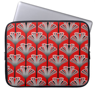 Housse Pour Ordinateur Portable Art déco Lily, Deep Red and Grey / Grey