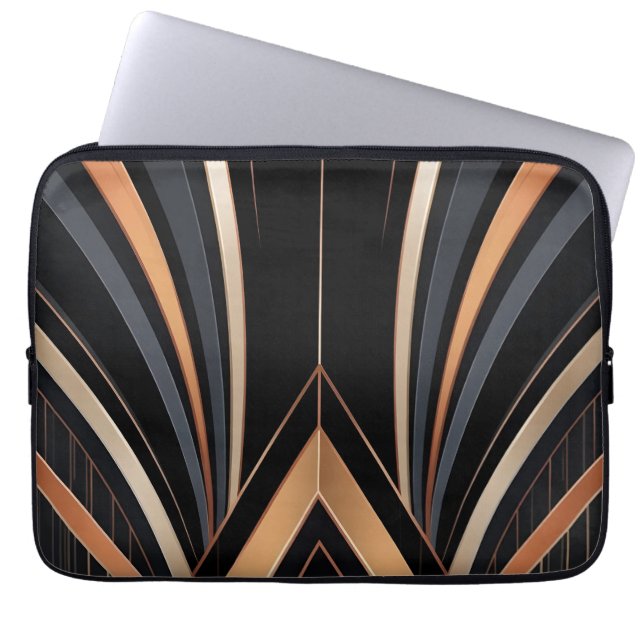Housse Pour Ordinateur Portable Art Deco Metallic Geometric Elegance (Devant)