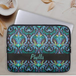 Housse Pour Ordinateur Portable Art Déco Moderne Noir Turquoise Nom Personnalisé<br><div class="desc">Personnalisez un coque portable à la mode et élégant avec votre nom pour une belle déclaration de mode ou changer en monogramme. Vous pouvez supprimer la personnalisation si vous ne le voulez pas. Le design est réalisé avec les couleurs audacieuses de noir et turquoise bleu turquoise avec des touches de...</div>