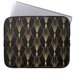 Housse Pour Ordinateur Portable Art Déco : Noir Or sans couture luxe