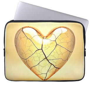 Housse Pour Ordinateur Portable Art du cœur doré fissuré