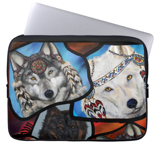 HOUSSE POUR ORDINATEUR PORTABLE ART DU LOUP SUD-OUEST (Devant)