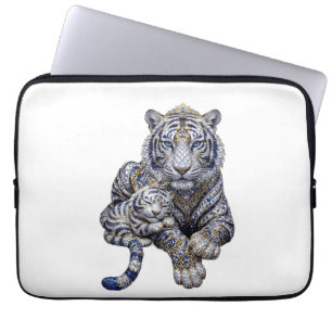 Housse Pour Ordinateur Portable Art du Tigre Blanc Royal Majestueux Bijou