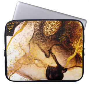 Housse Pour Ordinateur Portable ART exotique. Tourbillon doré, design artistique. 