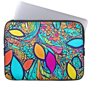 Housse Pour Ordinateur Portable Art Floral Abstrait coloré