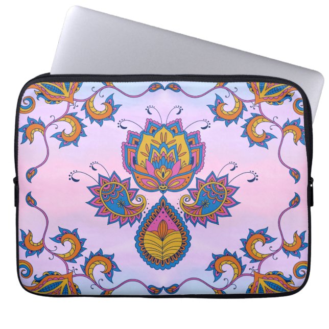 Housse Pour Ordinateur Portable Art Floral, Bliss Bleus (Devant)