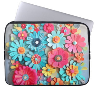 Housse Pour Ordinateur Portable Art floral en papier coloré