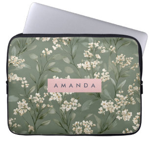 Housse Pour Ordinateur Portable Art floral personnalisé minimaliste sage