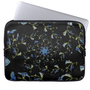 Housse Pour Ordinateur Portable Art fractal bleu et noir Sage