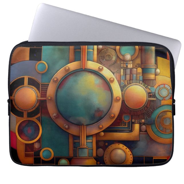 Housse Pour Ordinateur Portable Art géométrique industriel steampunk (Devant)