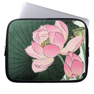 Housse Pour Ordinateur Portable Art japonais vintage - Fleur Lotus Rose