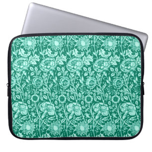 Housse Pour Ordinateur Portable Art nouveau Carnation Damask, Turquoise et Aqua