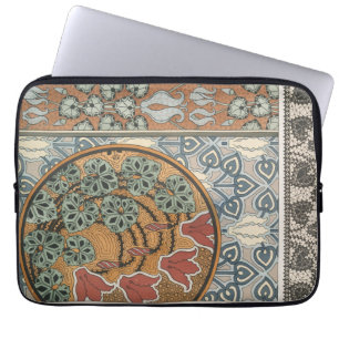 Housse Pour Ordinateur Portable Art nouveau Cyclamen floral élégant Eugene Grasset